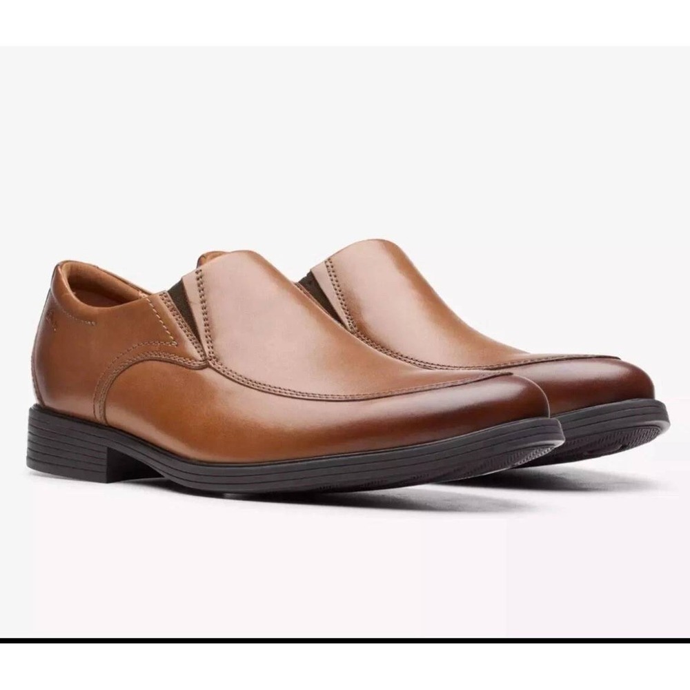 Clarks Whiddon Step Mens Size 8 Tan Leather New Slip On Loafers Dress Shoes